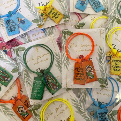 Pulseras escapulario caricatura sencilla tarjeta ch 