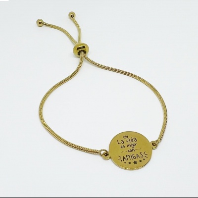 Pulsera Amigas acero ajustable